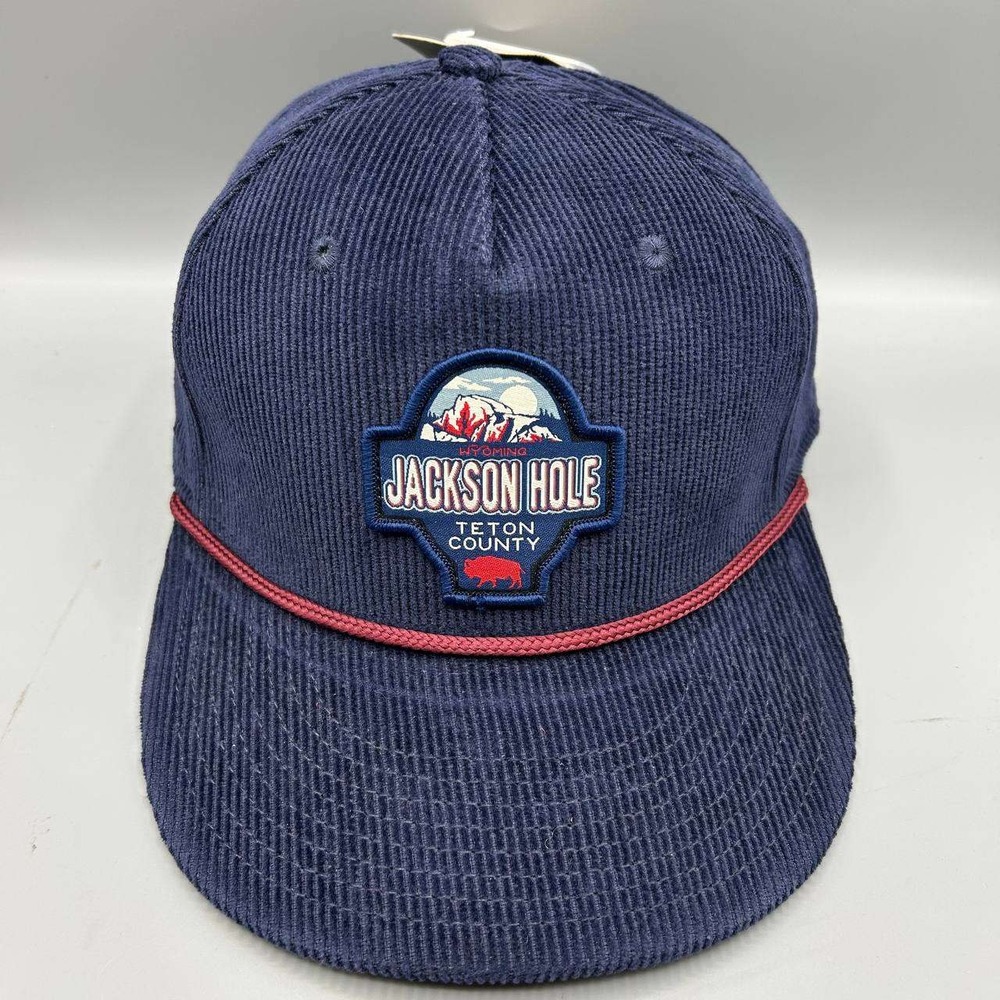 Jackson Hole Hat Men Blue Corduroy The Game Strap Back Cap Cotton New